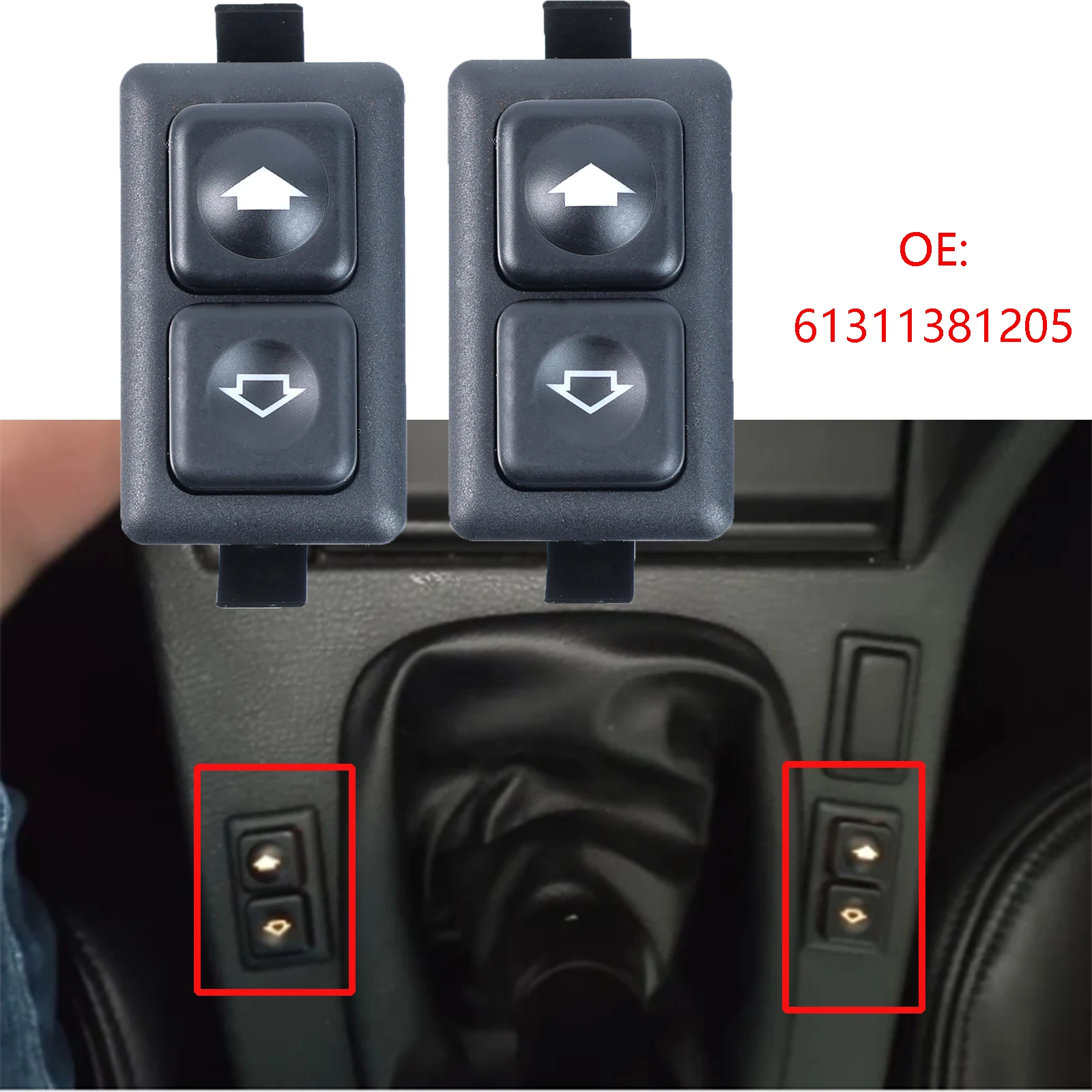 

2X For BMW 3 5 6 Series E23 E24 E28 E30 316 316i 318i 318is 320i 5Pin Illuminated Power Window Switch Power Button 61311381205