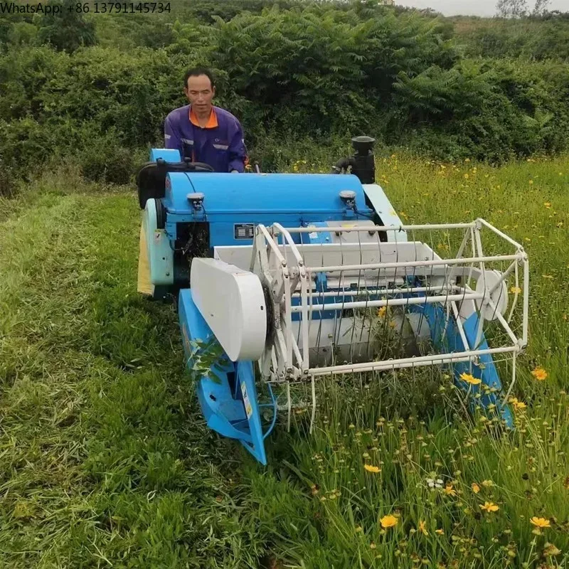 Small Mini Gear Drive Combine Harvester Thresher for Rice Wheat Paddy Cereal Optimized for Mountain Use for Olive Tea Harvesting