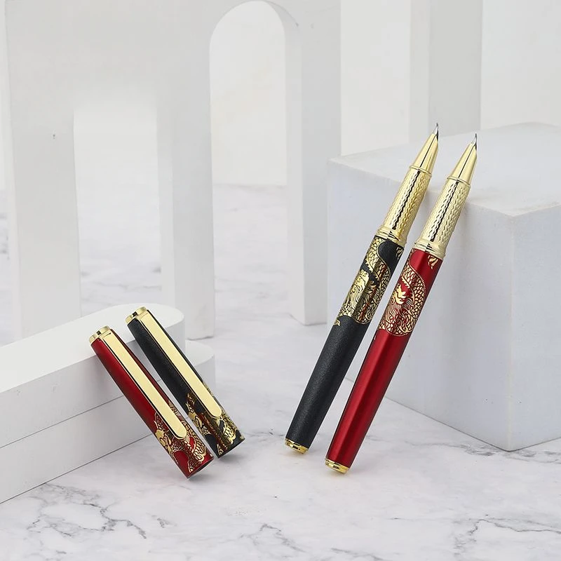 

YANGZIE 608 Fountain Pen Bent 0.7MM Curved Nib Writing Ink Pen Stamping Red Dragon Black Dragon Calligraphy Art School Pen