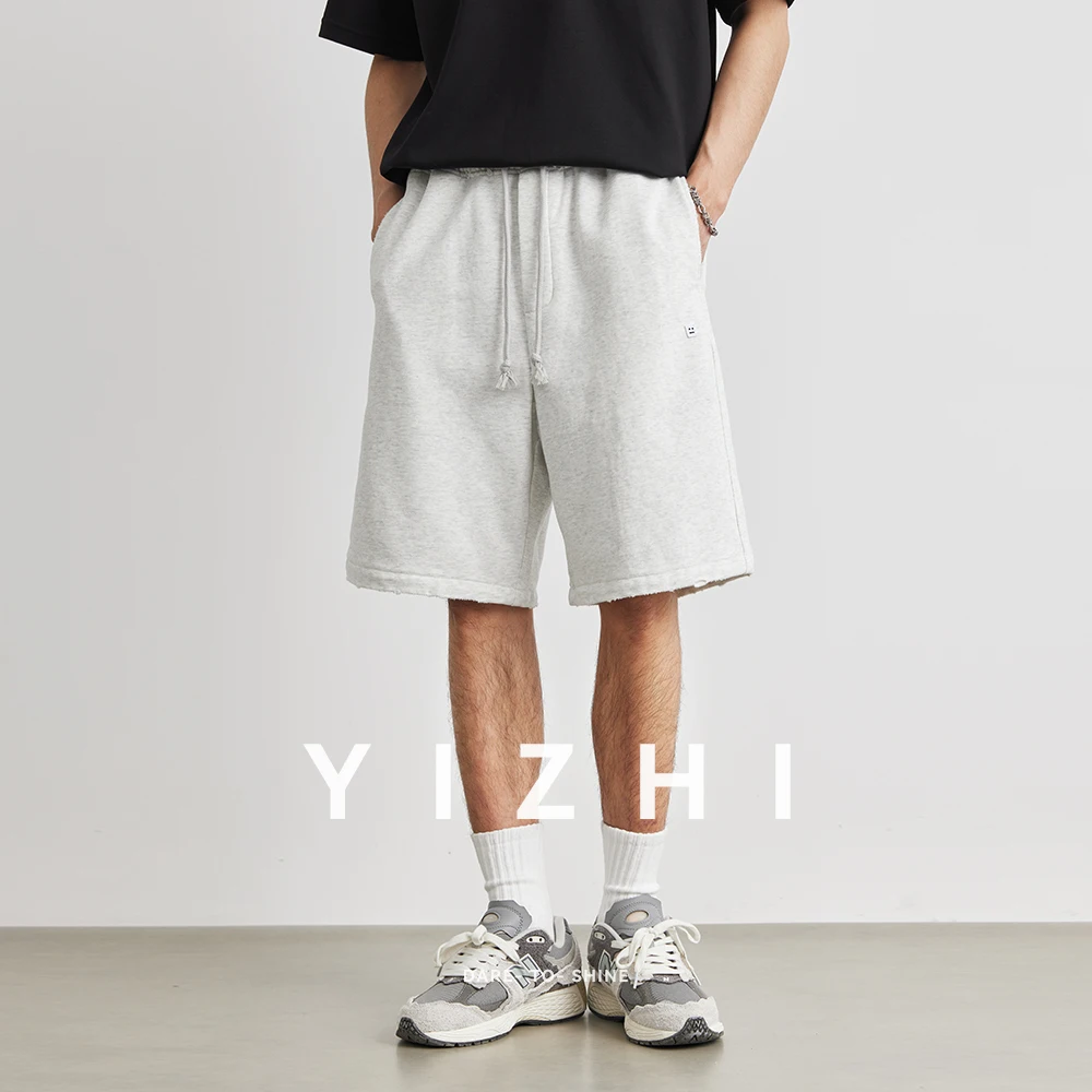 2025 Summer New Men's Knitted Shorts Solid Color Loose Sweatpants Cotton Five-point Outdoor Sports Fitness Casual Shorts