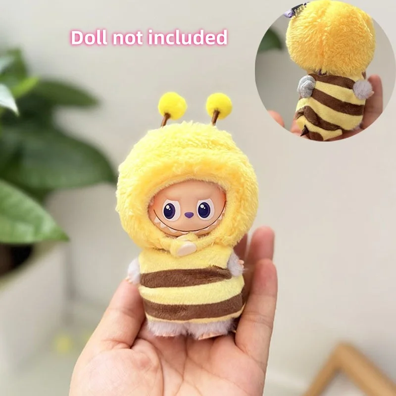 Für Labubu 4.0 Serie Mini Puppe Kleidung Cartoon Niedliche Kleine Biene Hai Plüsch Kleidung DIY Zubehör