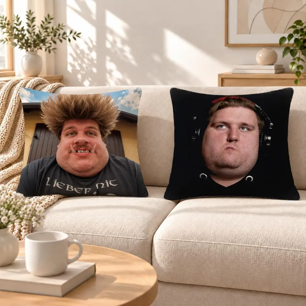 Internet Personality Drachenlord Cushion Cover Soft Short‑Plush Pillowcase, Decor for Sofa & Bedroom, Perfect Holiday Gif