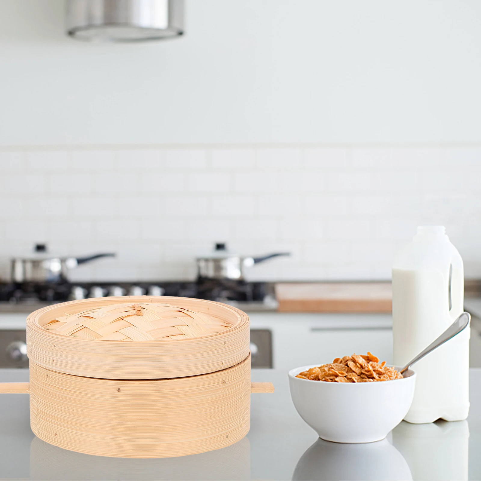 

Bamboo Steamer Mini for Cooking Stainless Steel Microwave Oven Pot Cooker Basket Food Multifunction