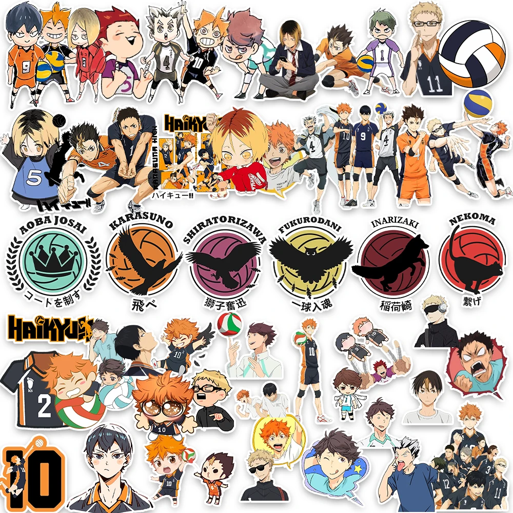 

60 шт./компл. аниме Haikyu! Мультяшные наклейки Хината Сёйо Тобио Кагеяма DIY бутылка воды чехол для телефона мебель украшения наклейки
