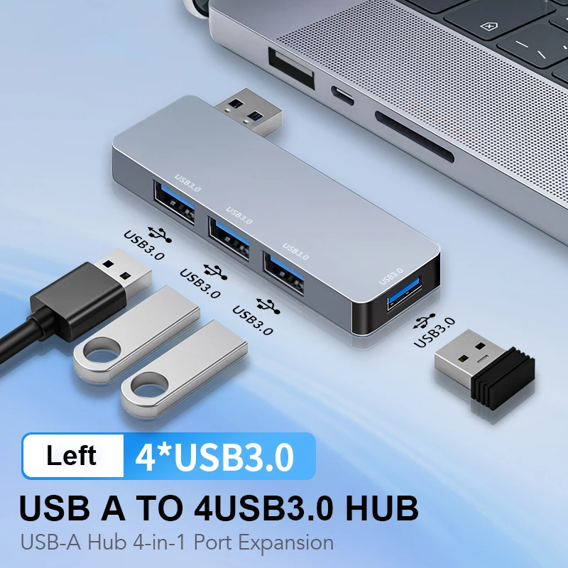 USB3.0 Hub for Laptop 5Gbps Hight Speed Data Multi USB Port Expander USB Adapter for Laptop Windows PC Mac Printer Flash Drive S