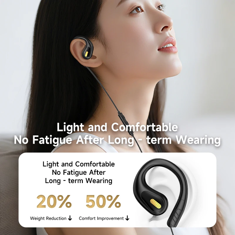 Type-C Digital Wired Earphones Ear Hanging Painless Wired Control Earhook Surround Hifi Stereo Bass Sports Gamer Earbuds Tablet