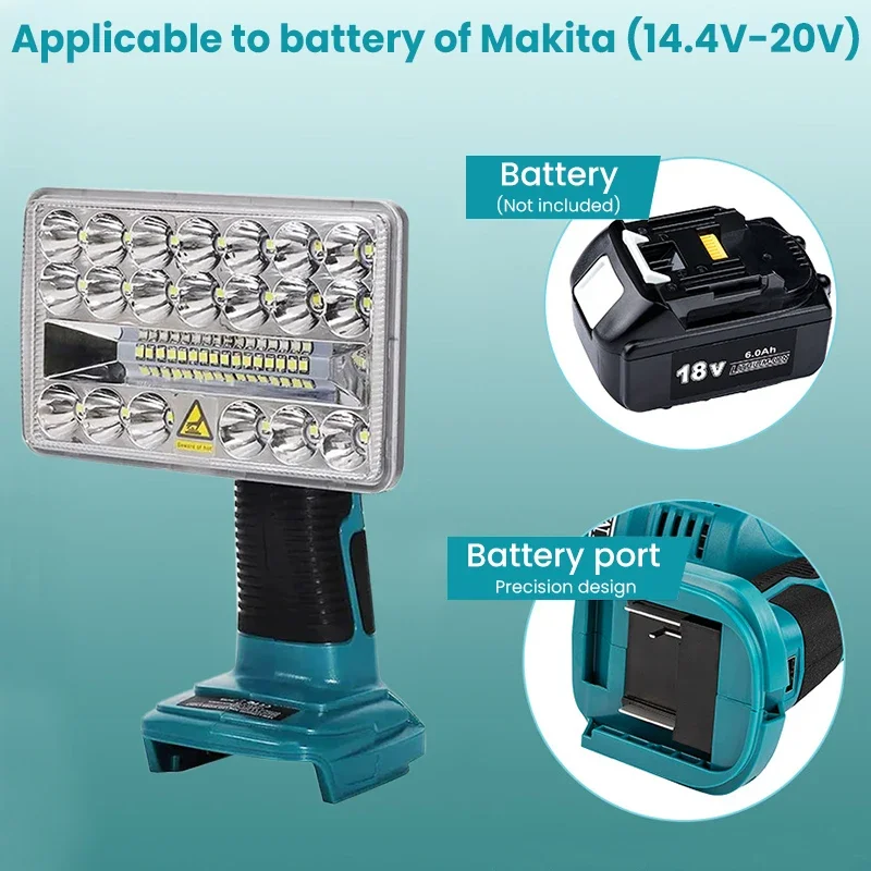 LED 懐中電灯屋外コードレススポットライトマキタ 14.4V 18V LXT BL1430 BL1850 BL1860B リチウムイオンバッテリー 2000LM 5 インチ