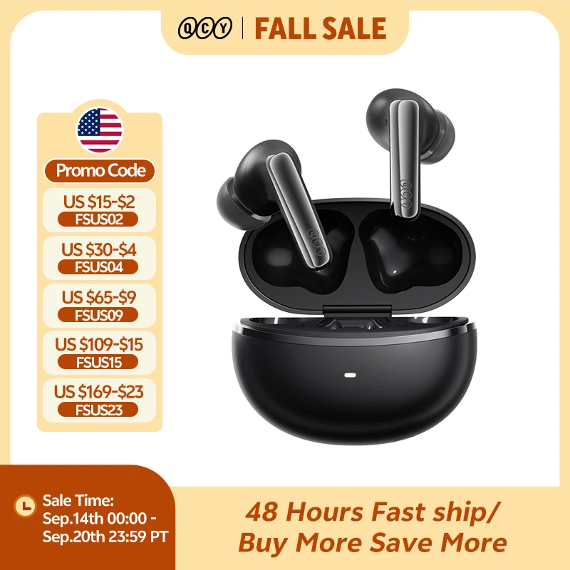 QCY MeloBuds N70 Adaptív ANC Vezeték Nélküli Fülhallgató Bluetooth 6.0 LDAC Hi-Res Audio 6 Mics Wireless Charging Earphones 50Hrs IPX5