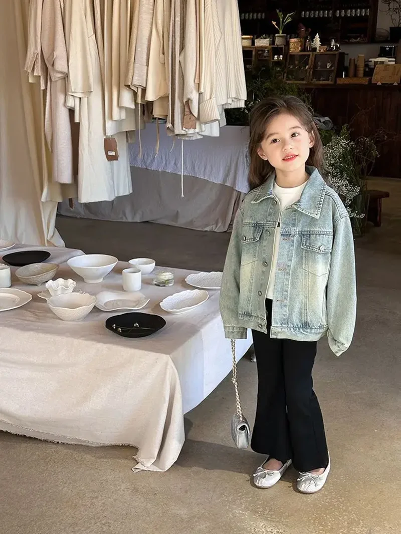 

Girls' Retro Casual Denim Jacket Spring Autumn 2026 New Style Kids Boy Coat Children's Denim Outerwear
