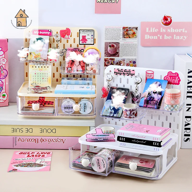 

1 Pcs Desktop Perforated Board Storage Box Stationery Sorting Rack Desk Office Cosmetics Storage Rack Pen Holder