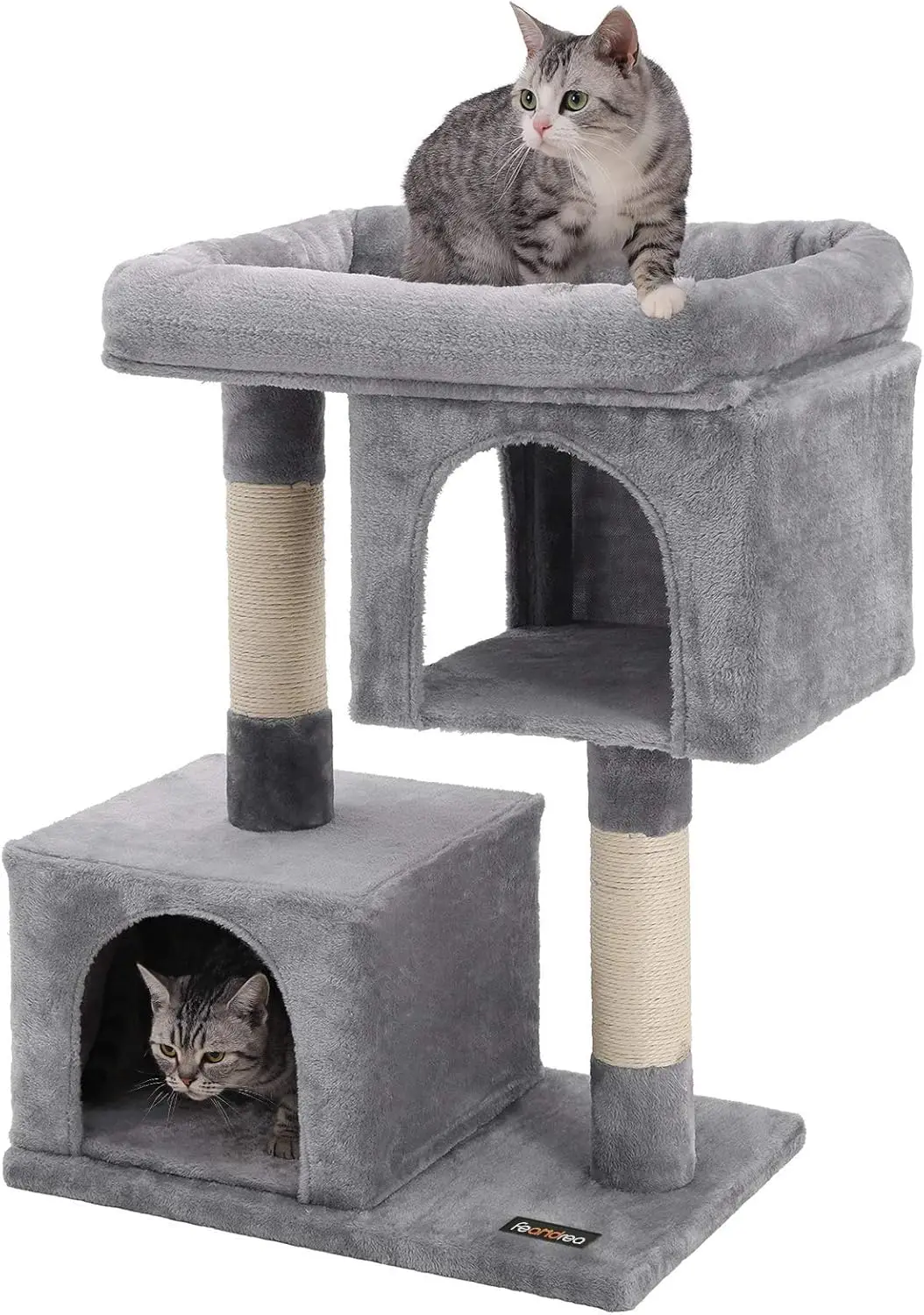 Feandrea Cat Tree, 33.1-Inch Cat Tower, L, Cat Condo For Large Cats Up To 16 Lb, Large Cat Perch, 2 Cat Caves, Scratching Post,