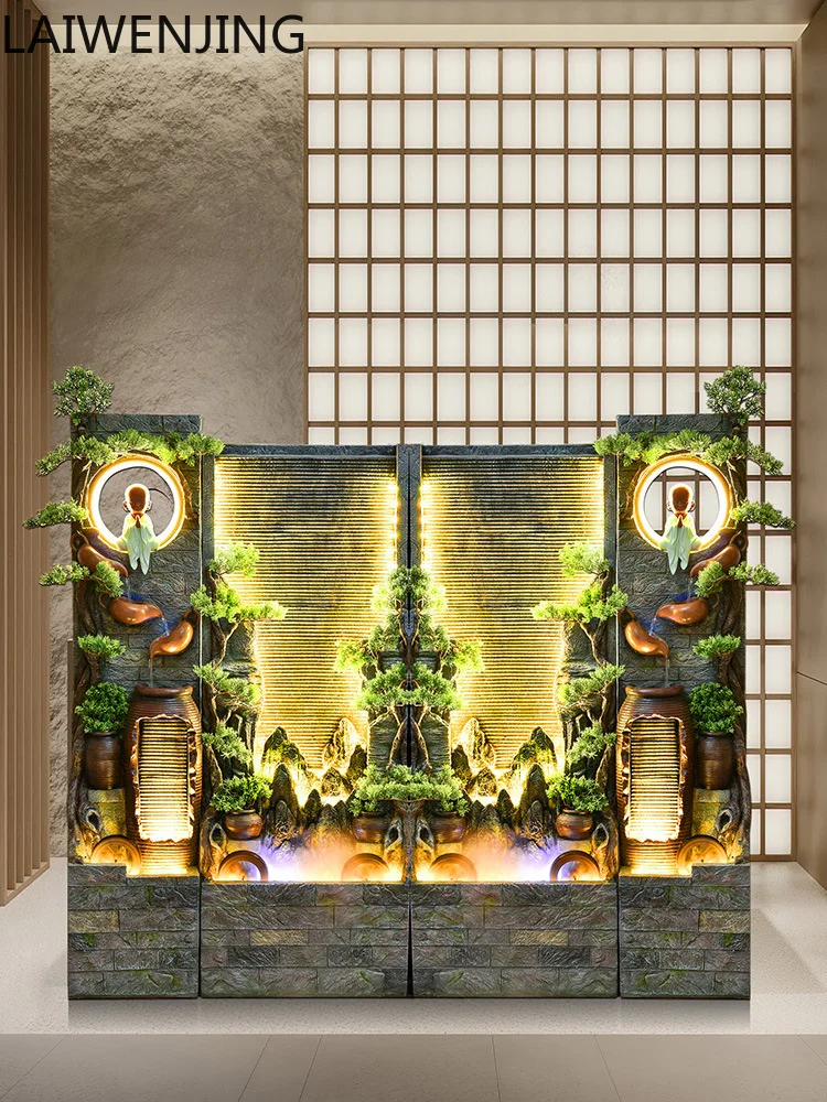 

HLZ Rockery Water Curtain Wall Living Room Courtyard Decoration Fish Tank Floor-standing Home Display Ornament