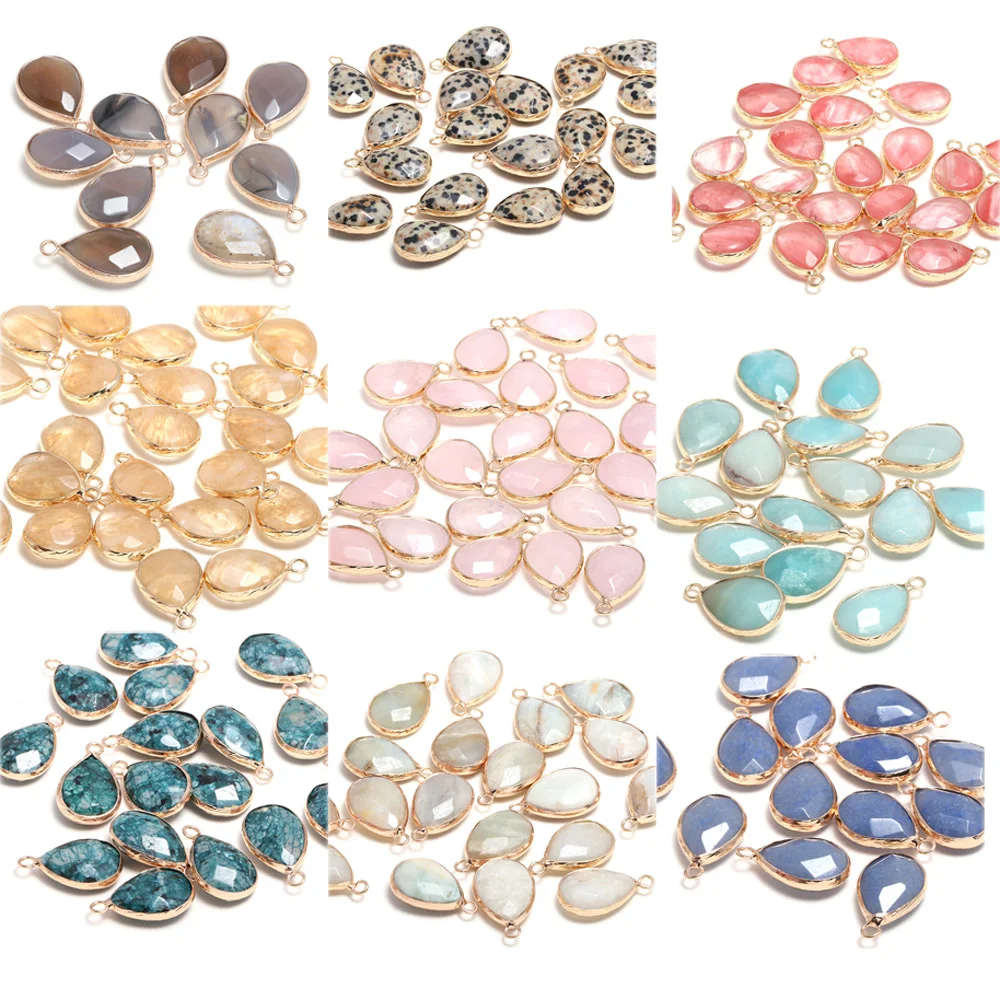 2 Pieces Natural Water Drop Shape Faceted Amazonite Pendants 13x23mm for Jewelry Making DIY Necklace Earrings
