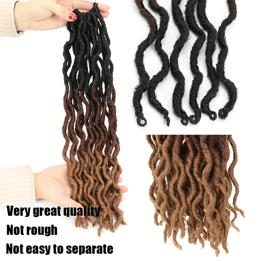 Goddess Faux Locs Crochet synthetic Hair 12 strands/Lot Soft Gypsy Locs Wavy Crochet Braids Dreadlocks 3 Tone Curly Wavy hair image 3