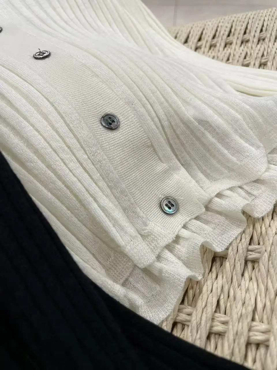 Women's ultra-fine water-soluble wool ultra-elastic ultra-thin fabric knitted cardiganNO.88
