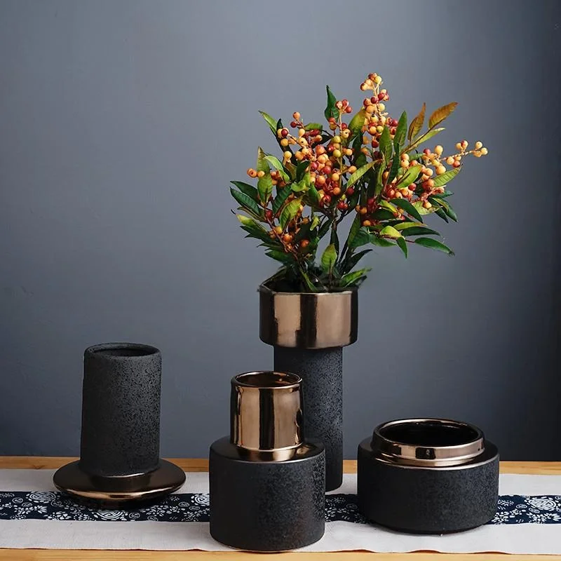 

New Chinese Style Ceramic Flower Vase Home Decoration Living Room Soft Design Creative Flower Pottery for TV Cabinet
