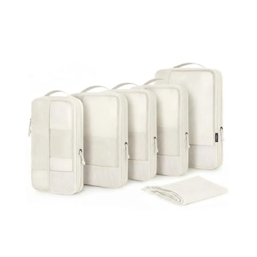 

Компрессионные упаковочные кубики для путешествий, набор из 6 штук, светло-бежевые, для ручной клади, компрессионные дорожные кубики для чемоданов