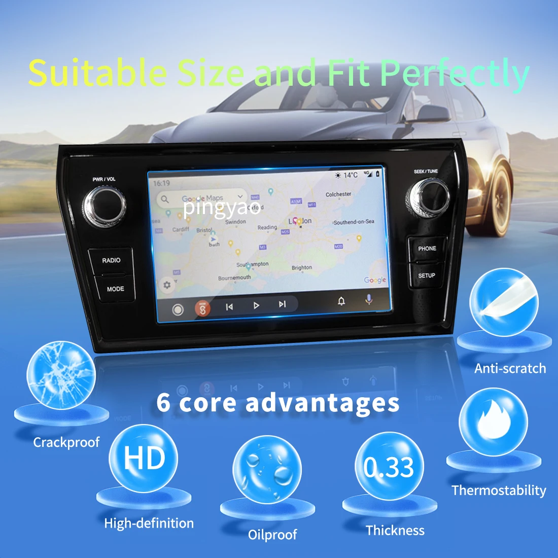 Car Sticker Screen Protector Navigation Display Tempered Glass Protective Film Car Accessories VehicleFor20-24 Shuanglong TIVOLI