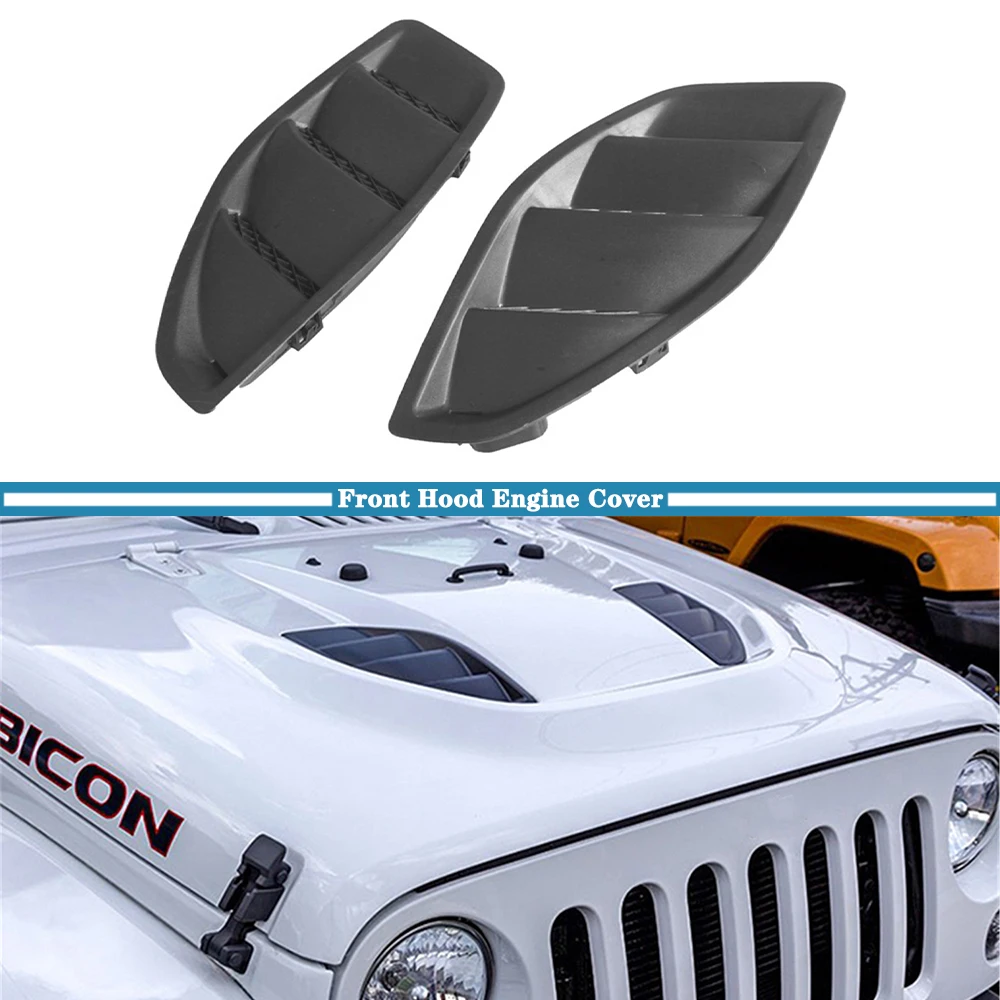 Car Exterior Front Hood Engine Air Outlet Vent Decorative Cover Trim for Jeep JK Wrangler 2007-2017 2/4-Door Accessories Black