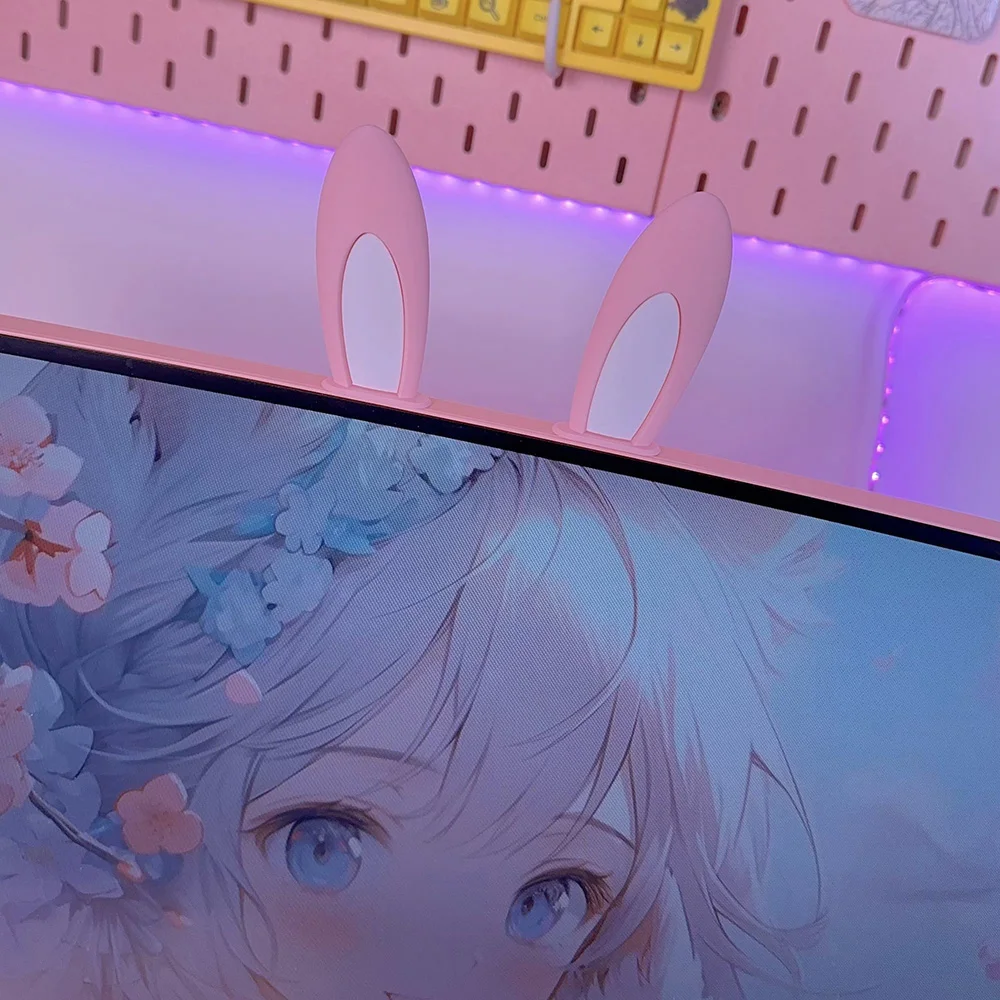 Rabbit Ears Display Decor Cute E-sports Room Personalized Pink White Ornaments Gaming Room Decoration Gift