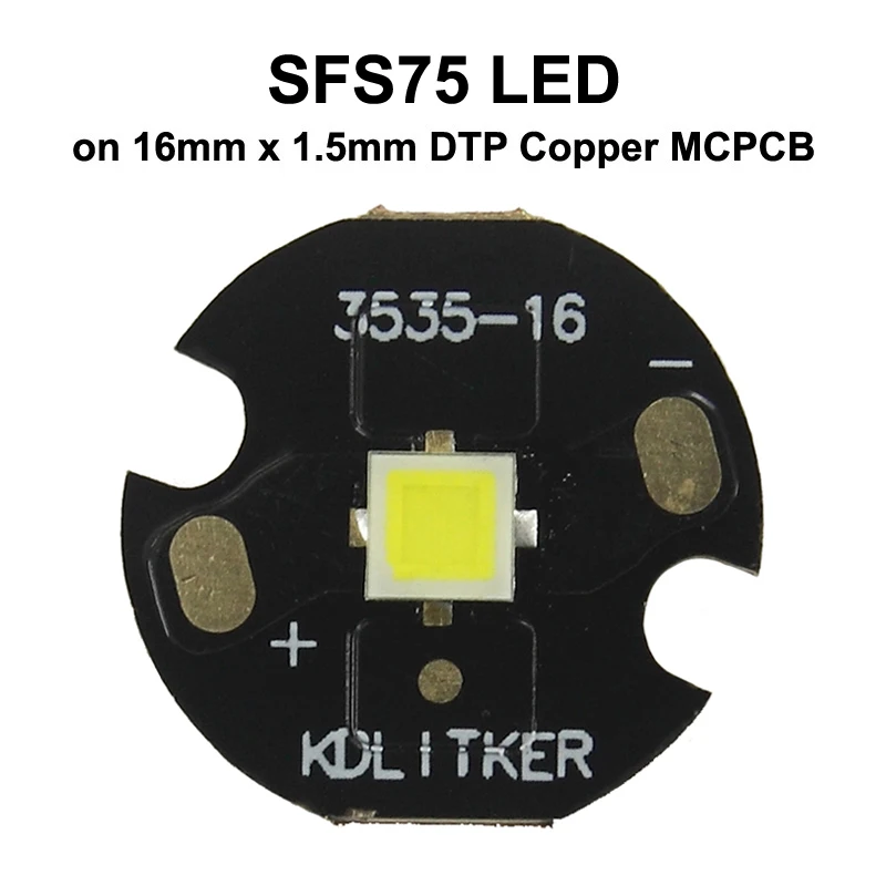 SFS75 3V 12A 2600 Lumens Long Throw SMD 3535 LED on KDLITKER DTP Copper MCPCB Flashlight DIY