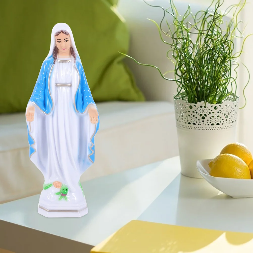 Virgin Mary Ornament Plastic Mini Statue Catholicism The Gift Church Desktop Decoration Ladies Gifts Tiny Craft Wooden
