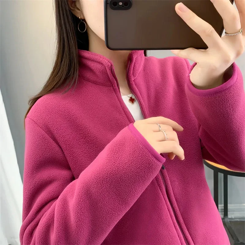 Polar Fleece Jacket Women Autumn Winter With Thickened Fleece For Warmth Coat Female Double-sided Fleece Jackets