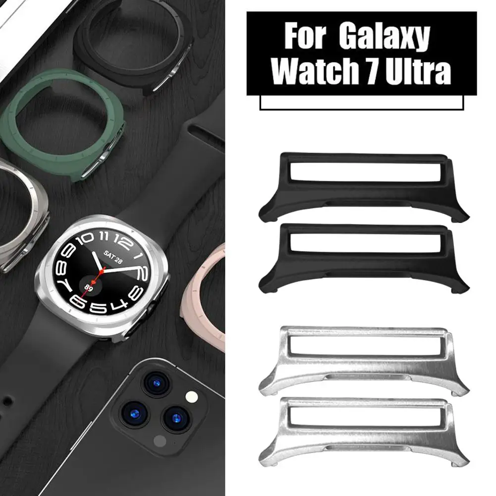 1 Pair Adapters For Samsung Galaxy Watch 7 Ultra 47mm Connector Watch Band Metal Stainless Steel Connection Adapter Accesso M9G2