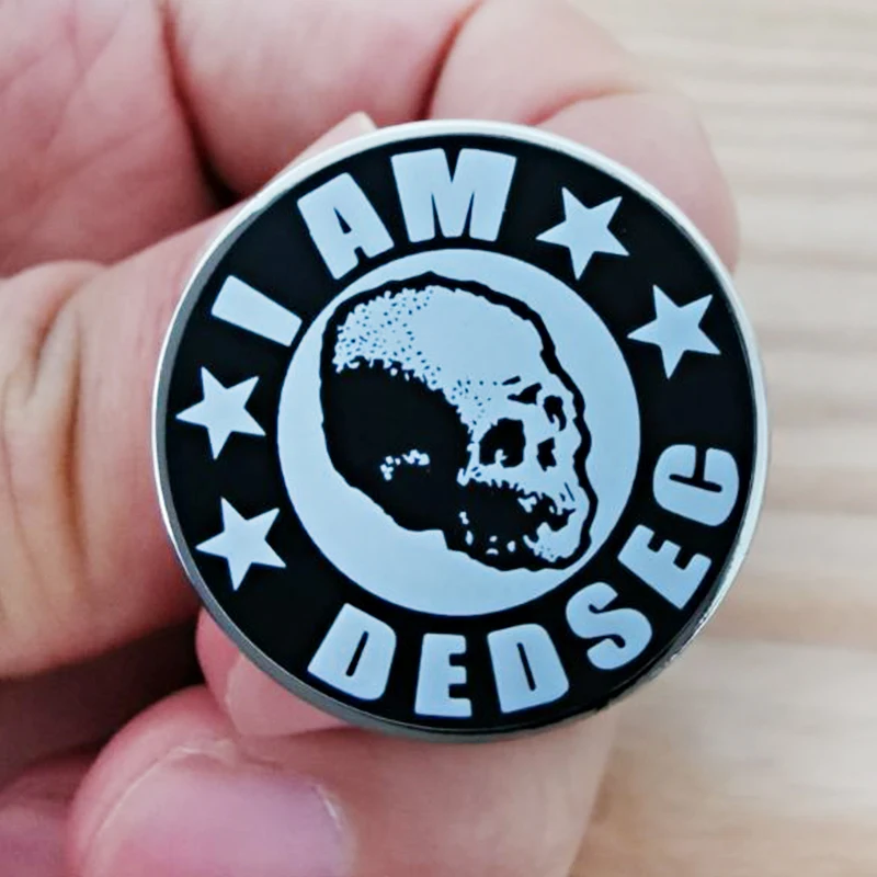 Watch Dogs I am Dedsec skull logo badge buttons pins view 3