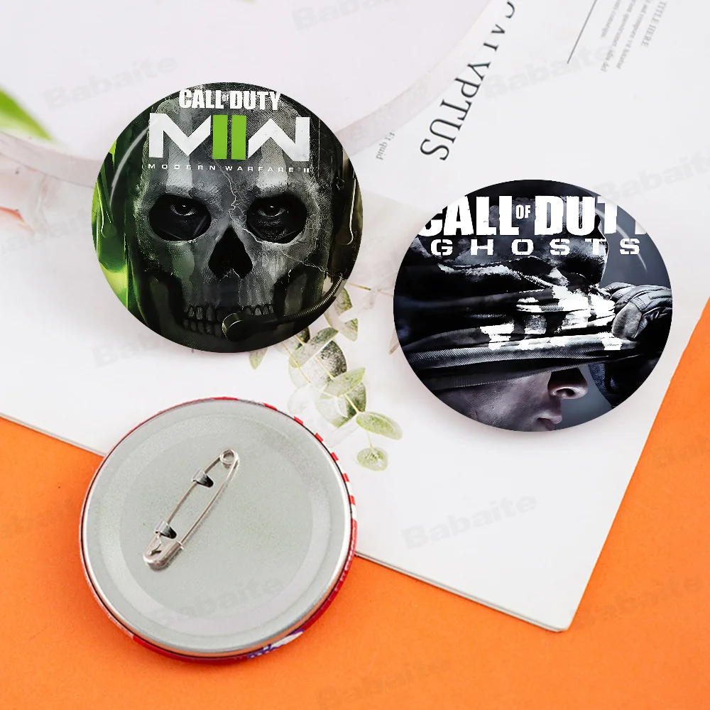 C-Call-of Dutyes 58mm Cute Anime Figure Icon Badge Handmade Tinplate Brooch For Backpack Clothes Chest Ornament Gifts