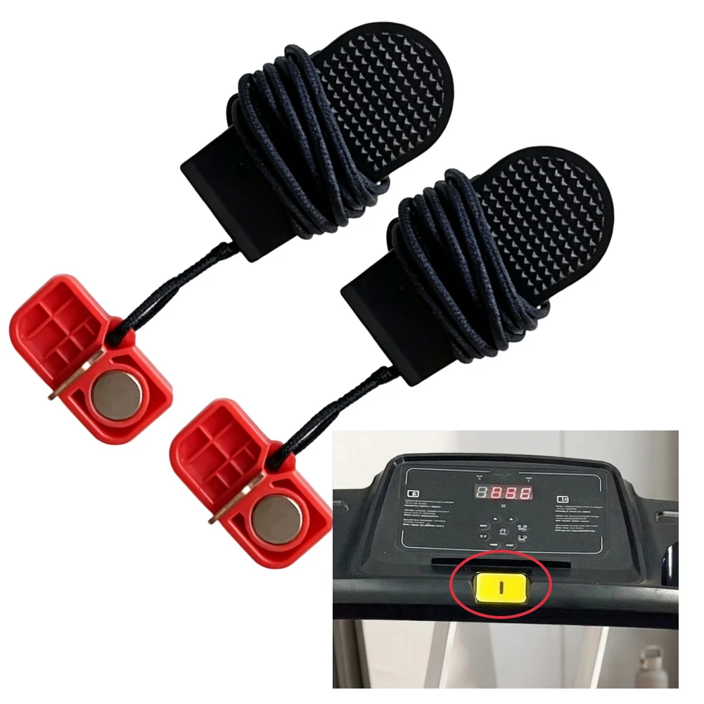 2 Pack Red Treadmill Safety Key Stop Switch Round Socket Insert 40x23mm With Pull Cord Clip For Cardio Fitness Running Equipment