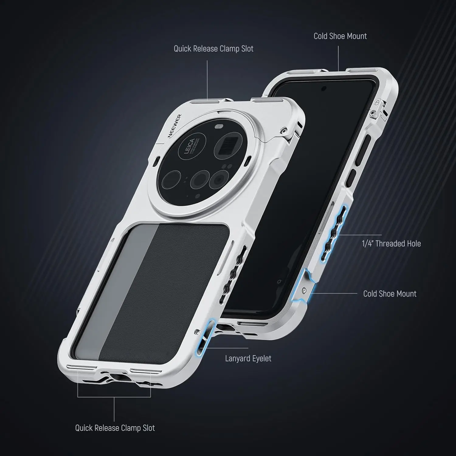 NEEWER Telefonkäfig-Hülle, Schnellverschluss, Video-Rig-Hülle, Telefonstabilisator-Halter für Xiaomi 15 Ultra mit 67 mm Filteradapter – Detail 5