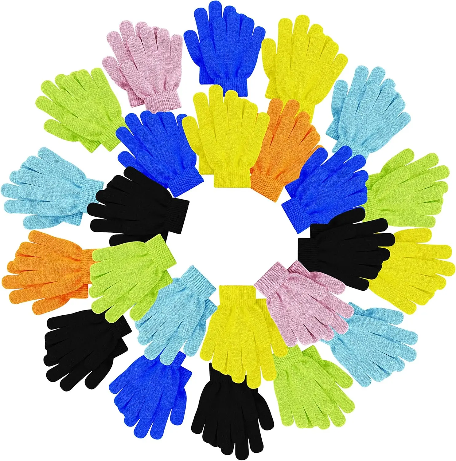 

24 Pairs Kids Winter Magic Gloves, Thermal Soft Stretchy for Boys Girls Ages 2-6