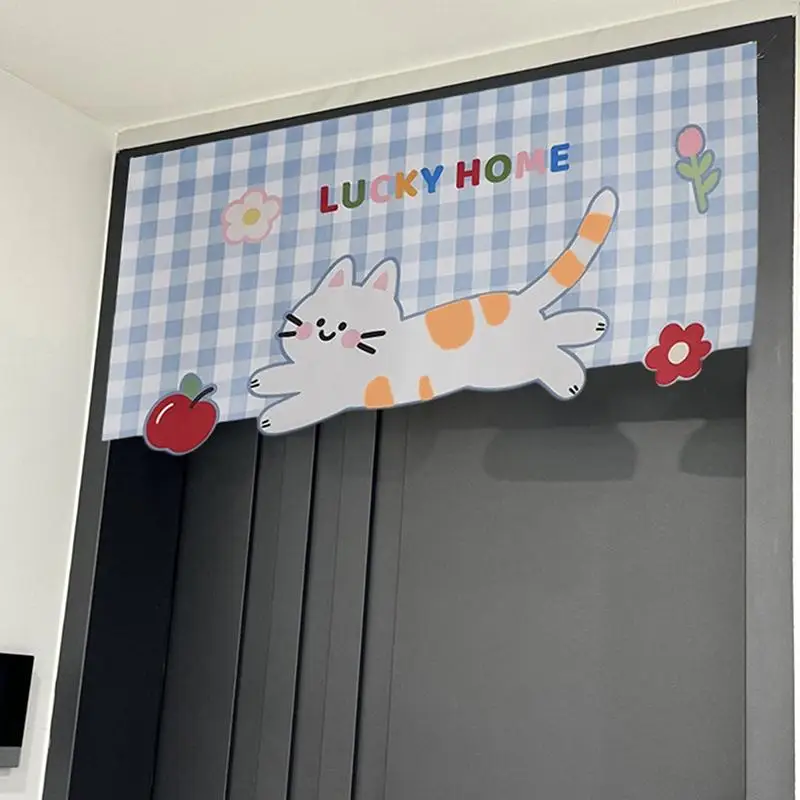 Non Drilling Cartoon Animal Door Curtain Self Adhesive Partition for Kids Room Bedroom Living Room Space Decor