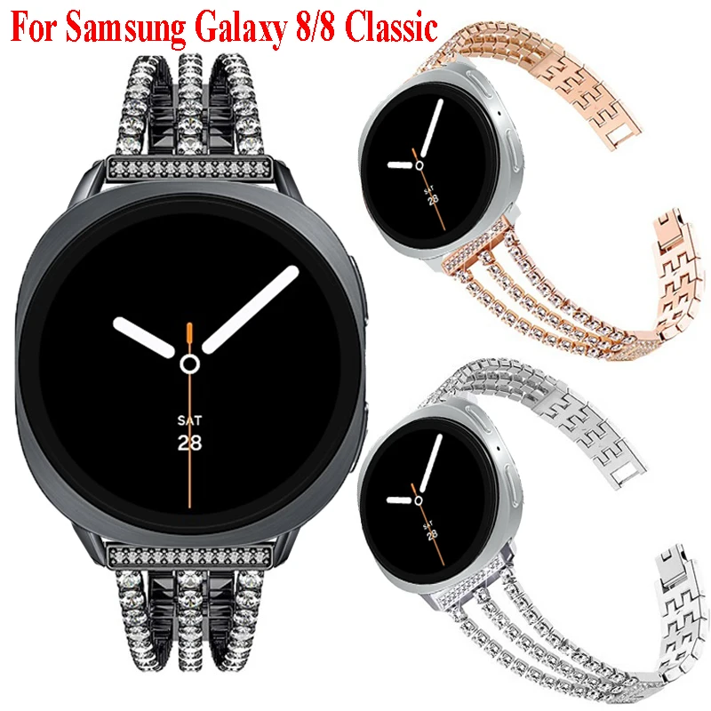 Damen-Armband für Samsung Galaxy Watch 8 44 mm 40 mm, Metallarmband, glänzendes Diamant-Armband für Samsung Galaxy 8 Classic 46 mm Correa