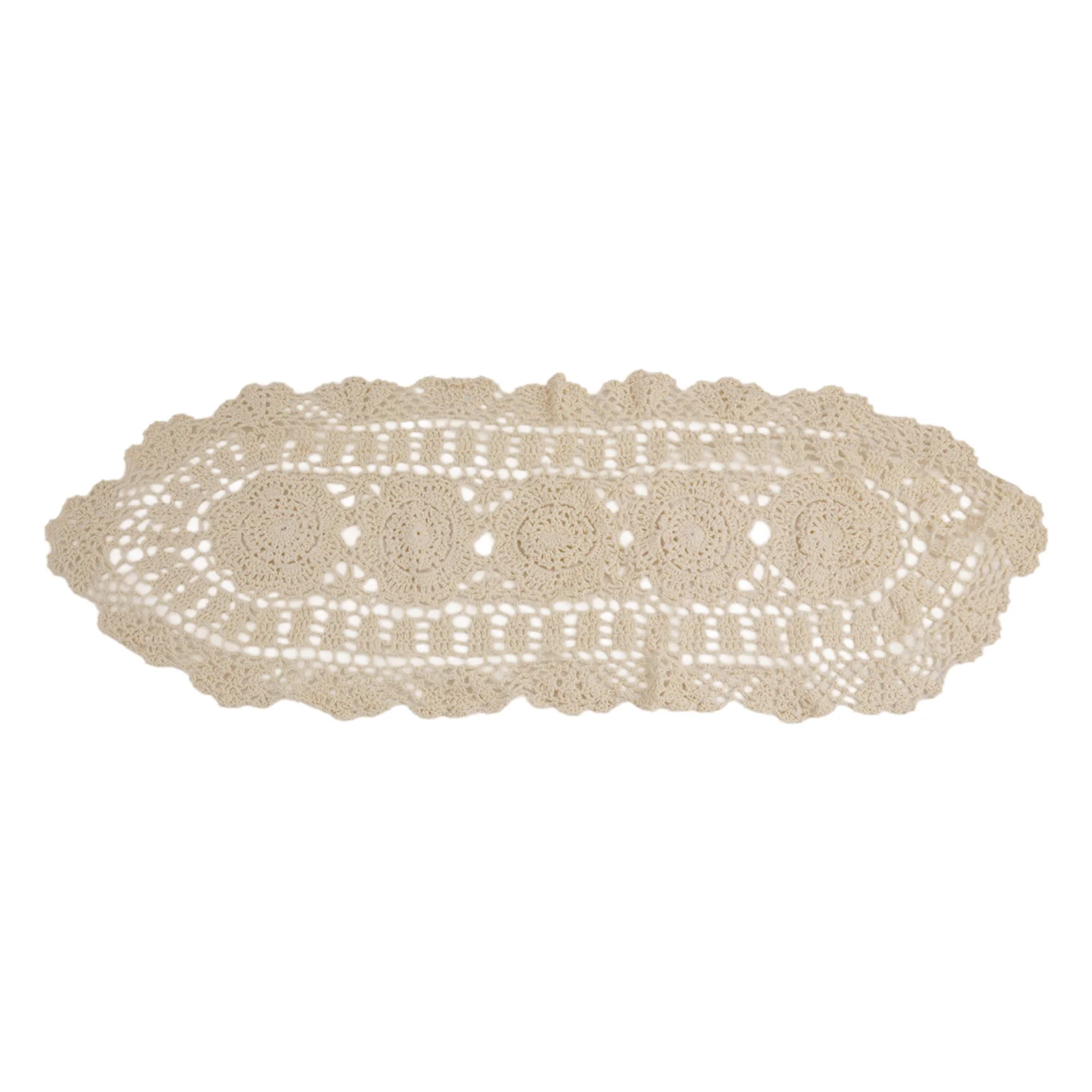 

Vintage Crocheted Lace Tablecloth Doily Cotton Floral Oval Cover Mats Pads Dustproof Home Decor Kitchen Dining Bar Picnic Access