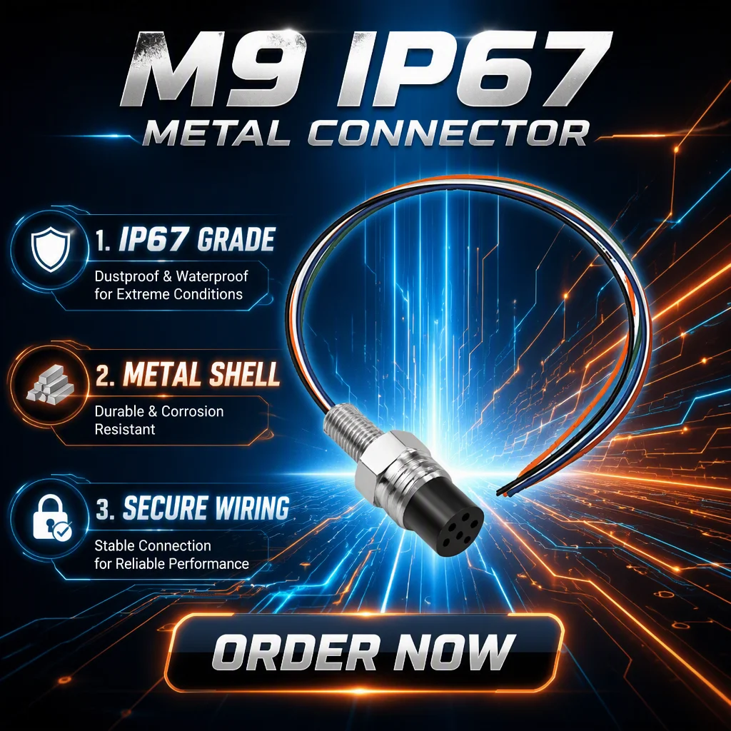 M9 Waterproof Round Connector IP67 Metal Front Back Panel Mount Male Female Solder Socket 30cm Wire 4P Automotive 125V 3A