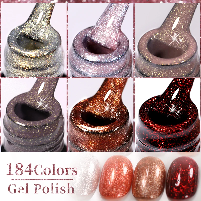 LILYCUTE 7ML Glitter เจลเล็บประกายกึ่งถาวร UV GEL Polish Soak Off Shinning GEL เคลือบเงาสําหรับเล็บ Art เล็บ