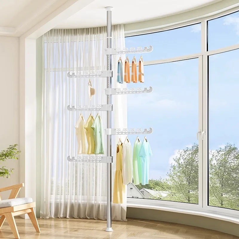 Shrink rod non perforated balcony clothing window drying and hanging clothes hanger artifact