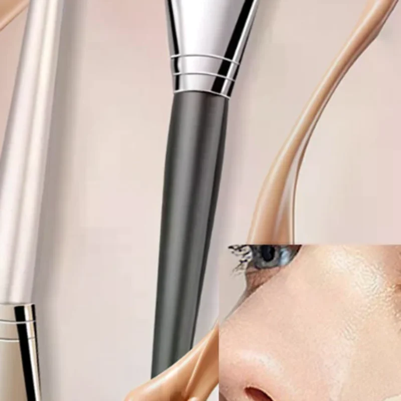 Pennello per fondotinta a mezzaluna ultra sottile Pennello per contorno viso leggero Pennello per contorno con manico in legno Strumento per fondotinta misto