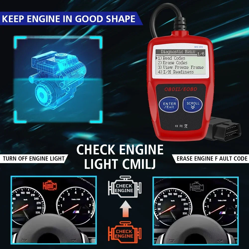 Picture 7: Car Diagnostic Tools OBD2 Code Reader Digital Display OBD 2 Scanner Multi Functional Fault Code Clear 16 Pin Universal Version