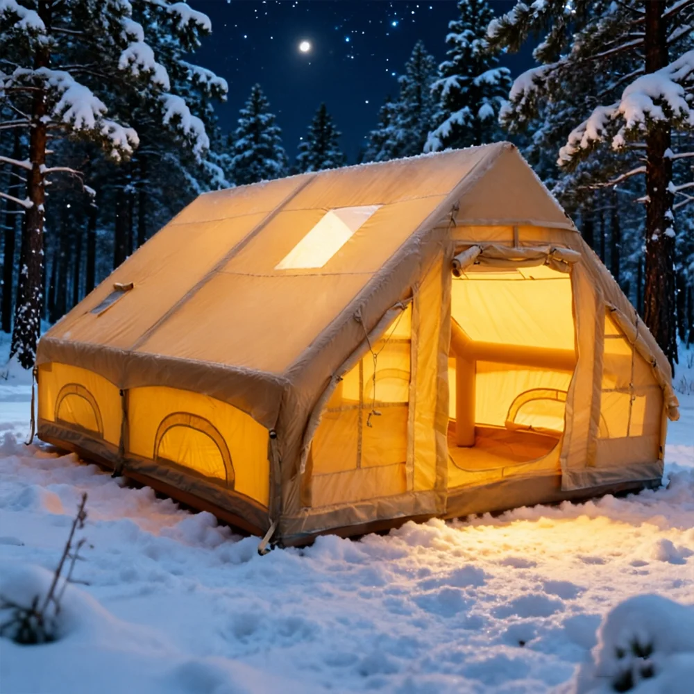 Large Inflatable Camping tent 4-8 People Quick Setup With Windows Portable Water-Resistant Camping tent Four Season Tents