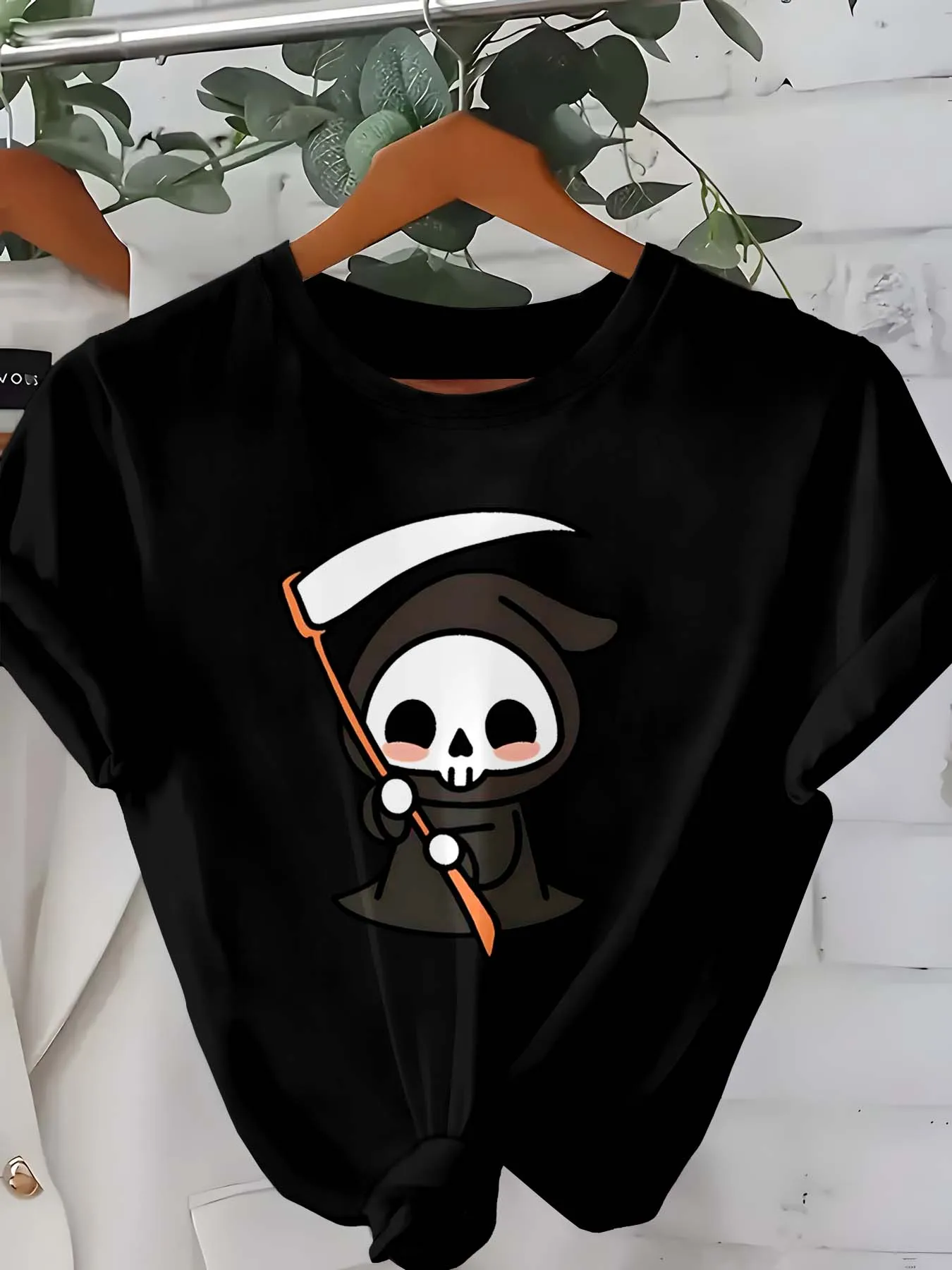 Pieza de ropa elegante con personaje de Grim Reaper adorable de talla grande