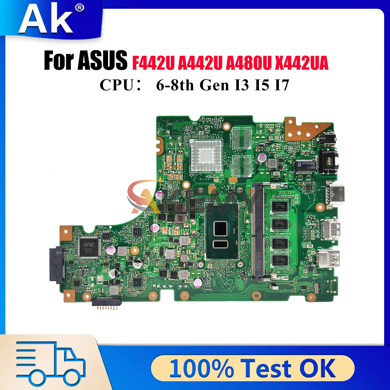 

X442UA Материнская плата для ноутбука ASUS X442UF F442U A480U X442URR A442U X442UAR X442UQ X442U X442UNR X442UR Материнская плата I3 I5 I7 CPU