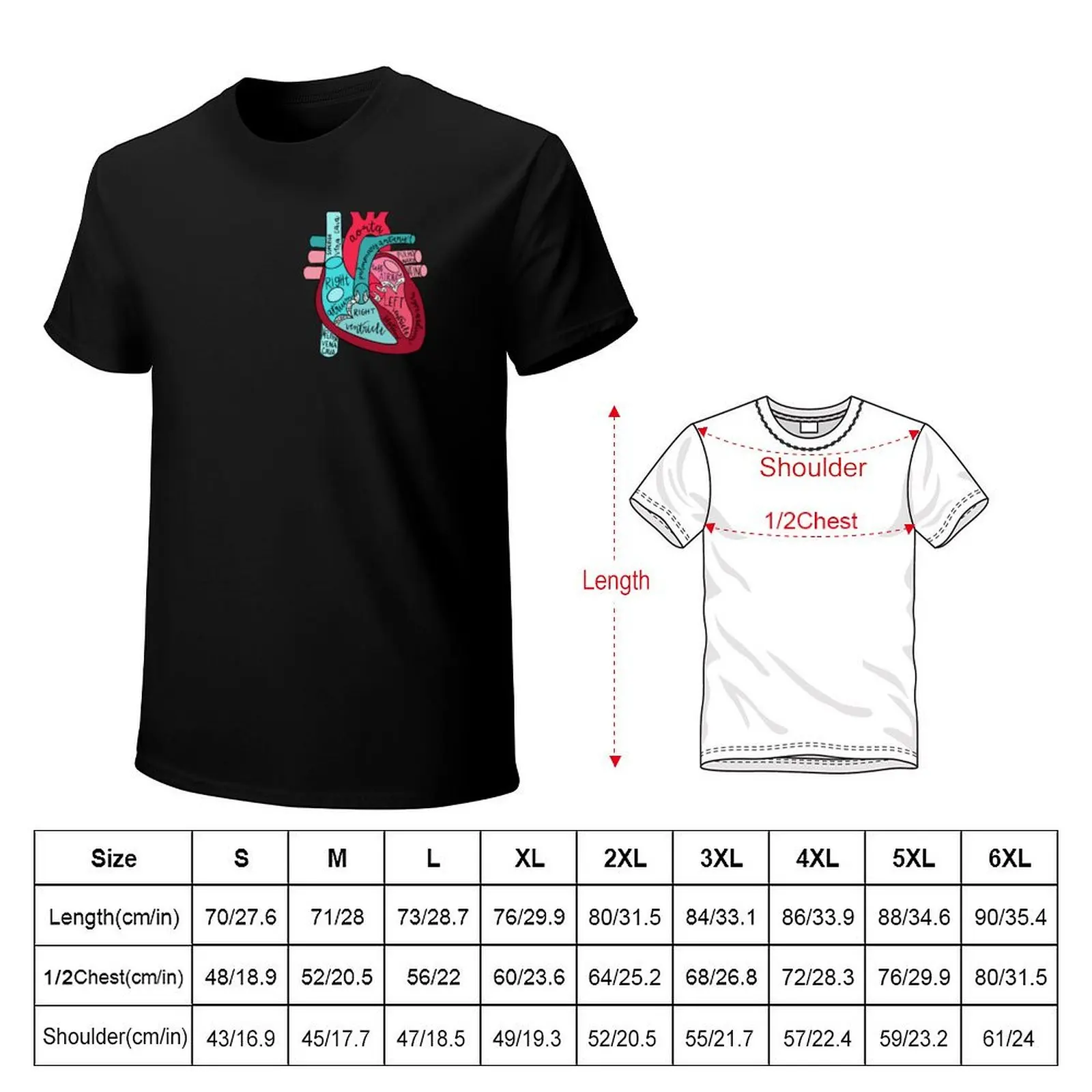 Labeled Anatomical Heart T-Shirt sweat summer clothes sweat shirts, men