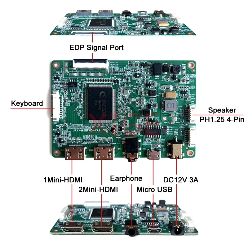 For NV140FHM-N41/N43/N4A/N4B/N4H LCD Display Controller Board+Metal Case DIY Kit 1920*1080 EDP 30-Pin Mini-HDMI Micro USB 14