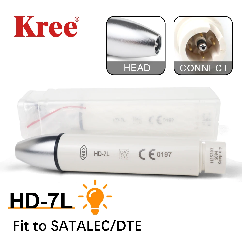 

Dental Ultrasonic Scaler LED Handpiece HD-7L with light Detachabl Scaling Tips fit for DTE SATELEC Scaler handle Dentist Tools