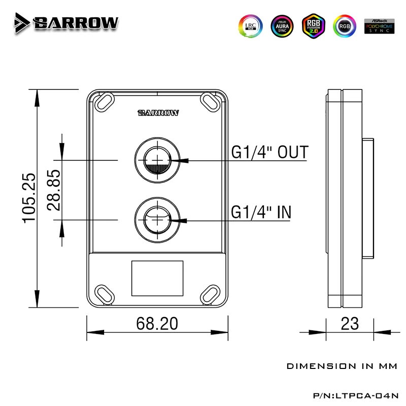 Barrow LTPCA-04N, AM5 CPU Waterblock + PC Monitoring OLED Display for AMD Ryzen 3 5 7 X470 with Freely Aida64 Driver, 5V ARGB