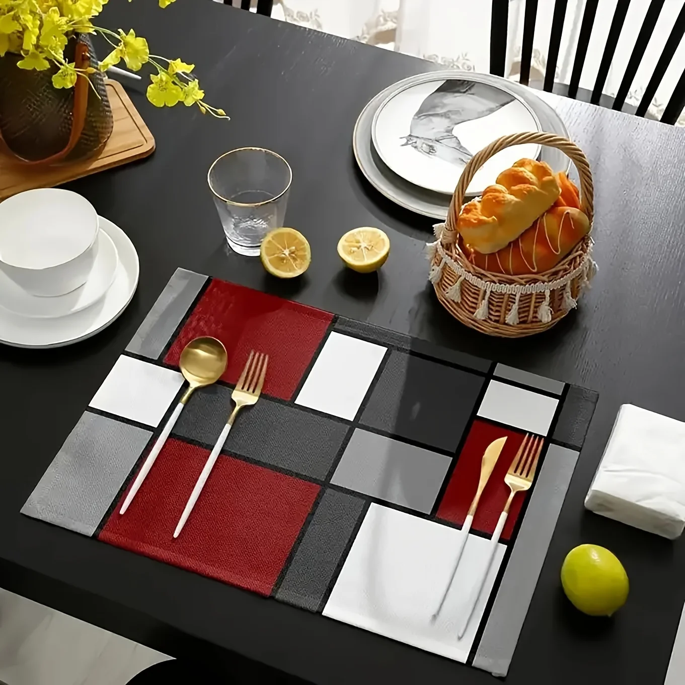 Vibrant Red Heat-resistant  Placemats - Durable and Luxury Holiday Parties, Coffee Tables, Restaurants and Home Decoration