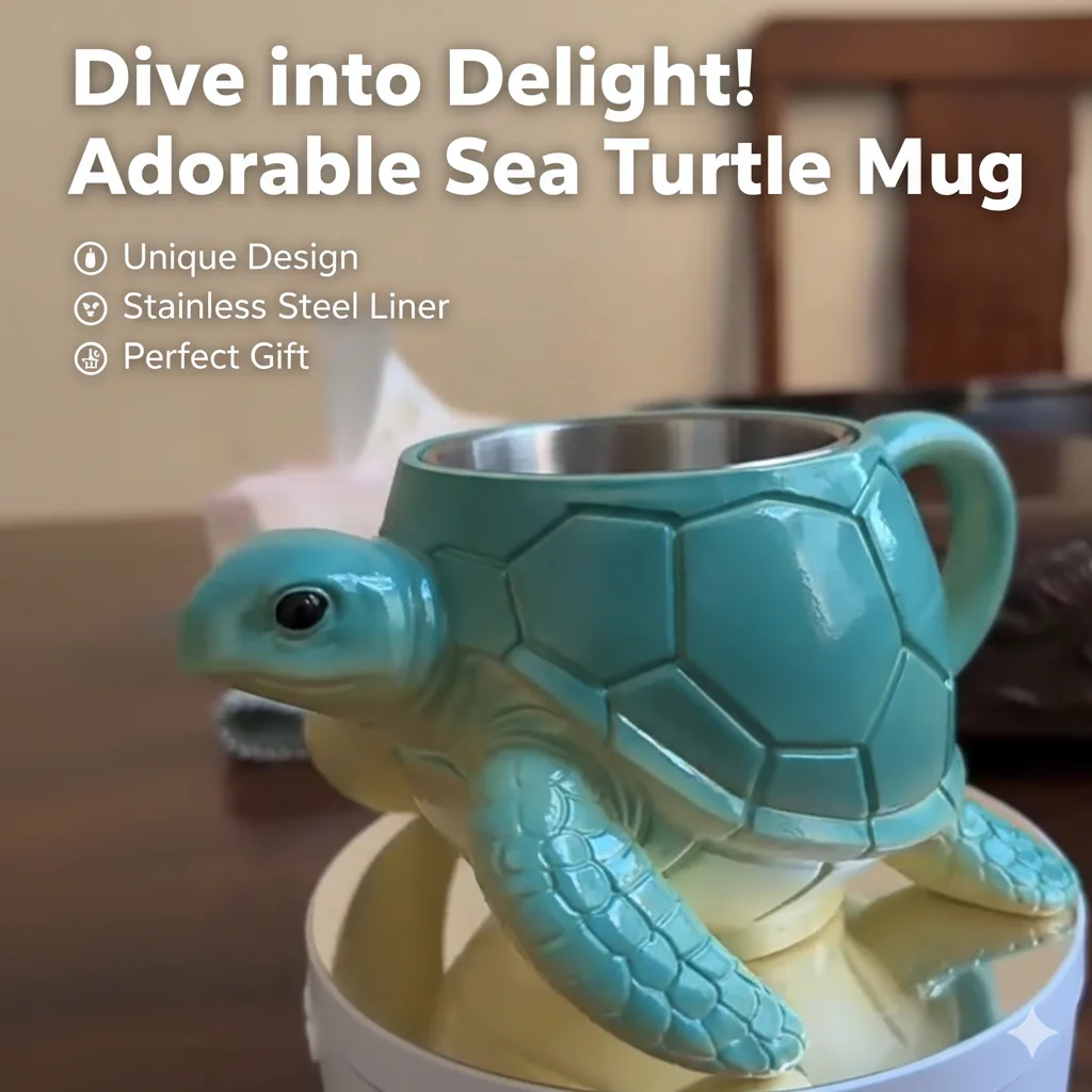 Sea Turtle Mug Handmade Ceramic Ocean Theme Animal Coffee Cup Creative Drinking Mug For Home Desk Decor Gift For Ocean Lovers